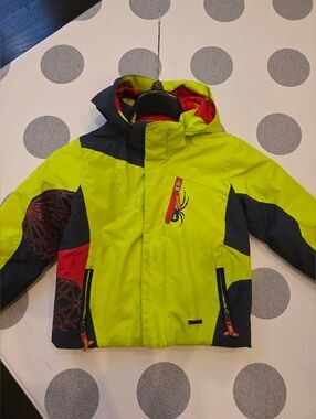 Spyder Kids Jacket in Lime Green and Black with Red Accents Size 6